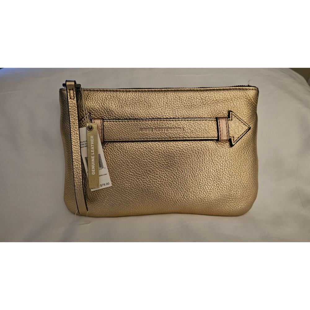 Aimee Kestenberg Melville Clutch in a metallic gold pebbled leather NWT